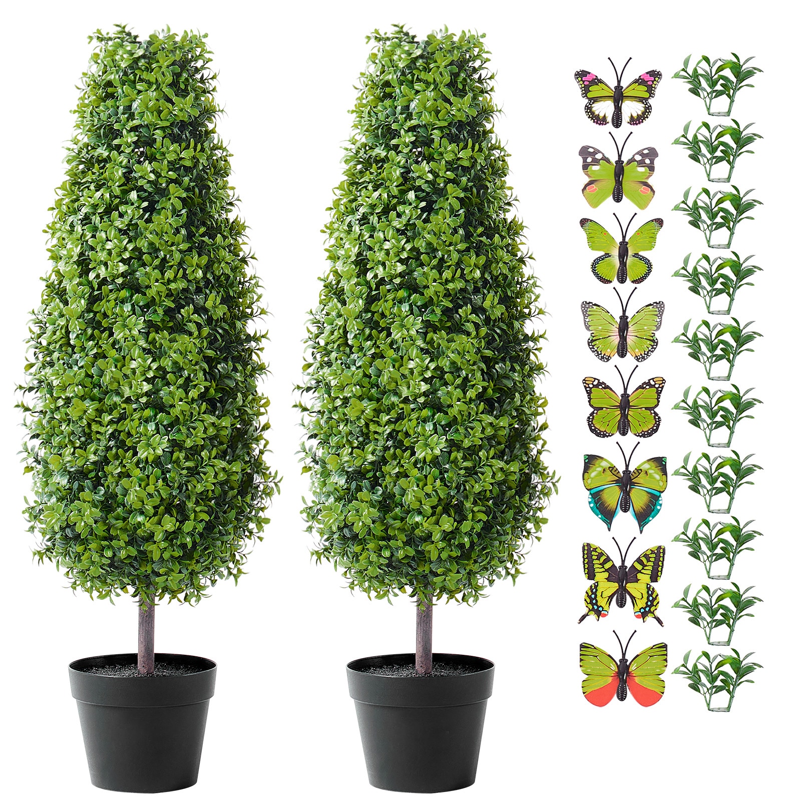 2 Pack 3' Artificial Boxwood Topiary Tree Plant UV Decor In/Outdoor_voghion.com